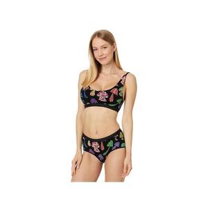 MeUndies Bra Women XL Black Shroomin Print Stretch U-Neck Pullover Beach ERK1019